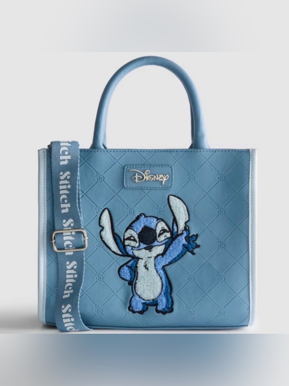 NWT Disney Light Blue Quilted Stitch Tote Bag with Detachable Strap